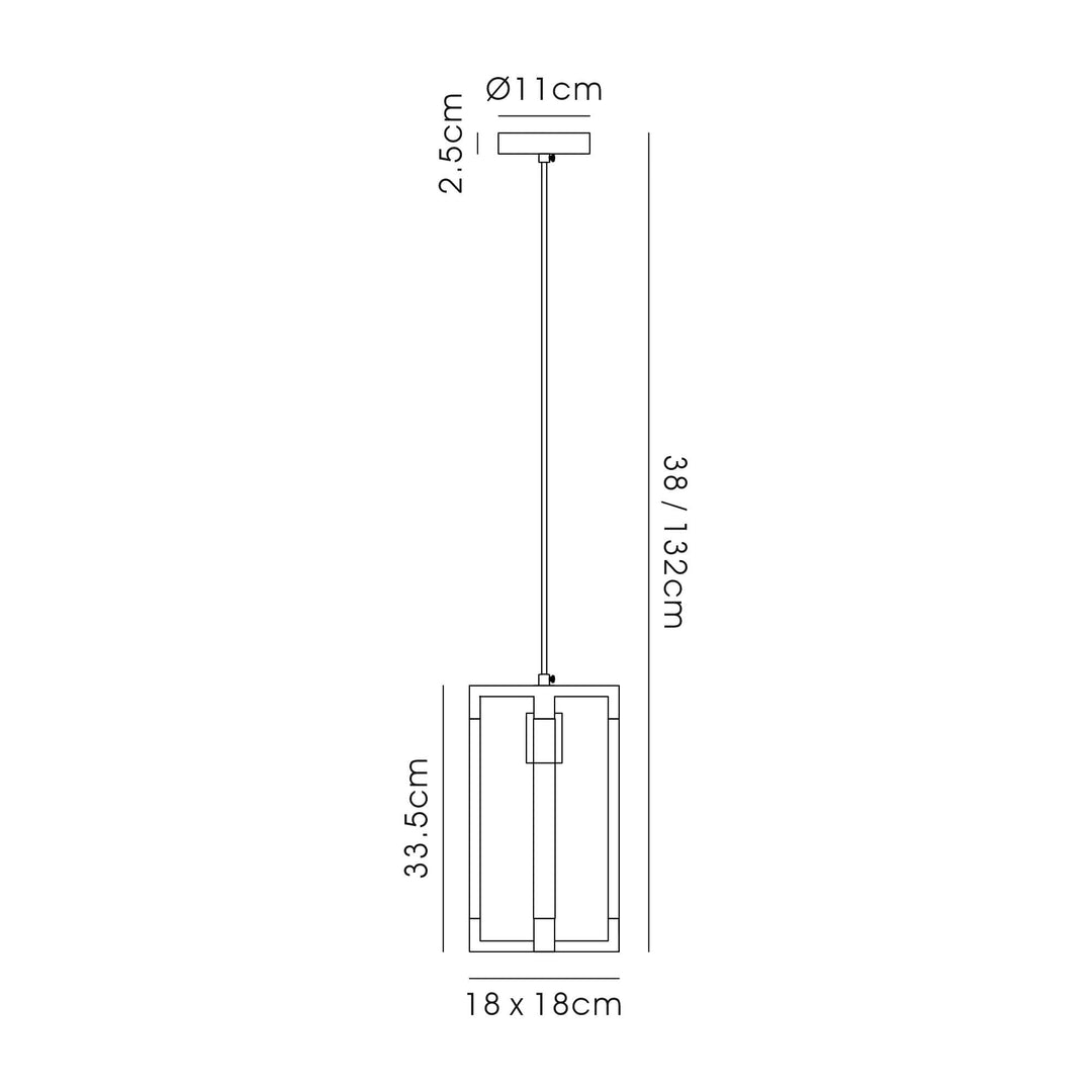 Diyas IL32851 Canto Double Rectangle Square Pendant 1 Light E27 Graphite/Acrylic