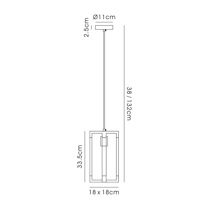 Diyas IL32851 Canto Double Rectangle Square Pendant 1 Light E27 Graphite/Acrylic