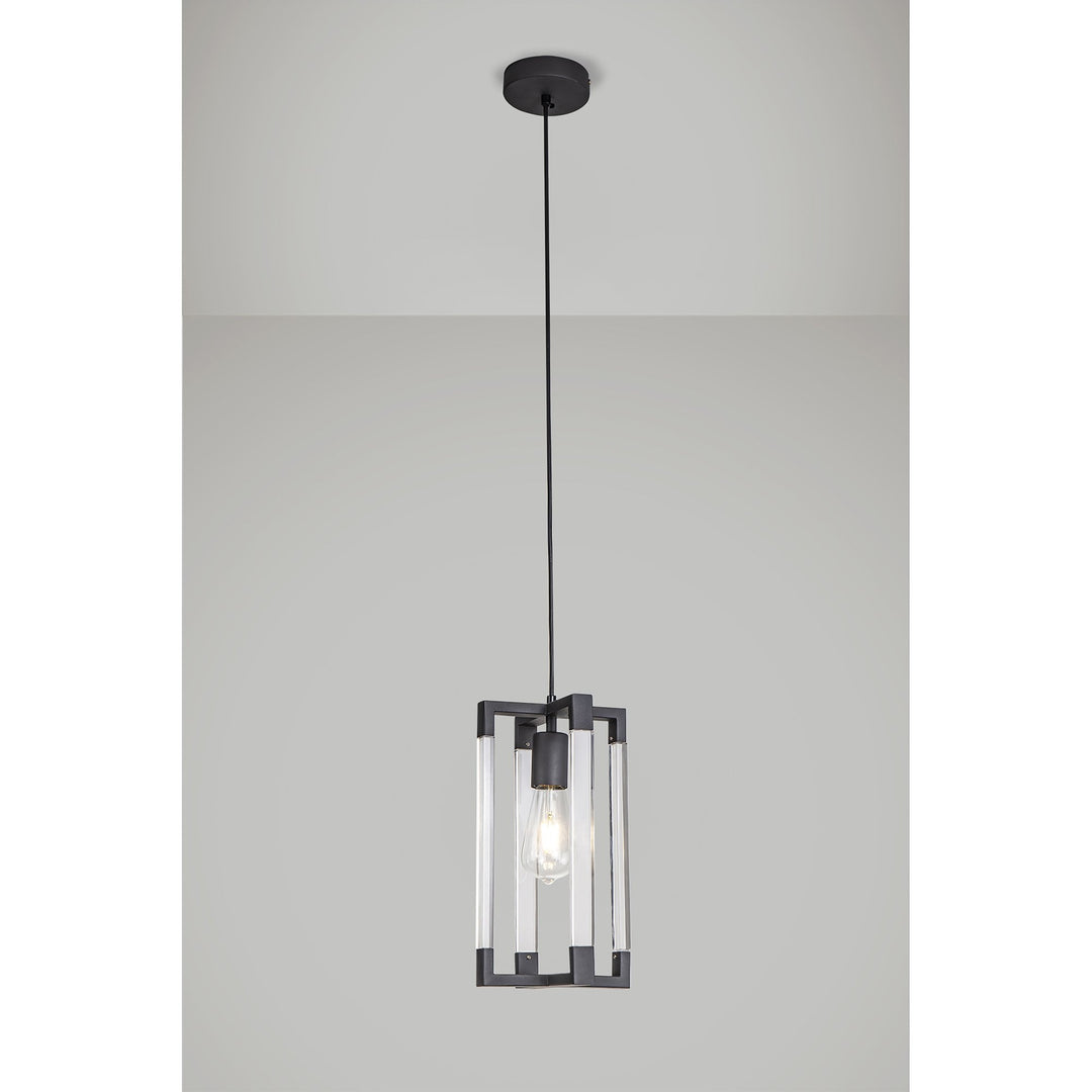 Diyas IL32851 Canto Double Rectangle Square Pendant 1 Light E27 Graphite/Acrylic