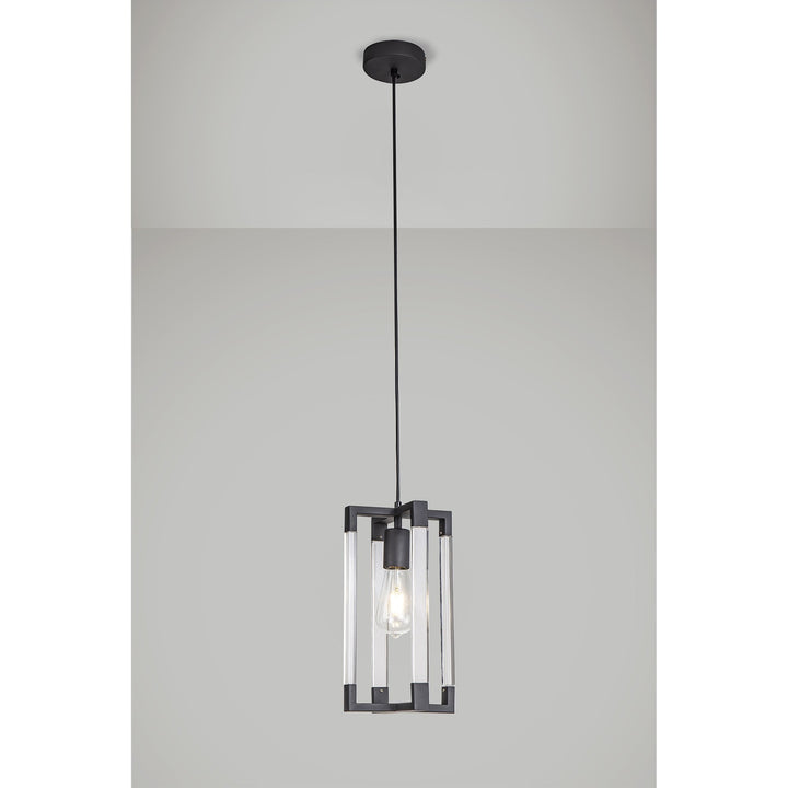 Diyas IL32851 Canto Double Rectangle Square Pendant 1 Light E27 Graphite/Acrylic