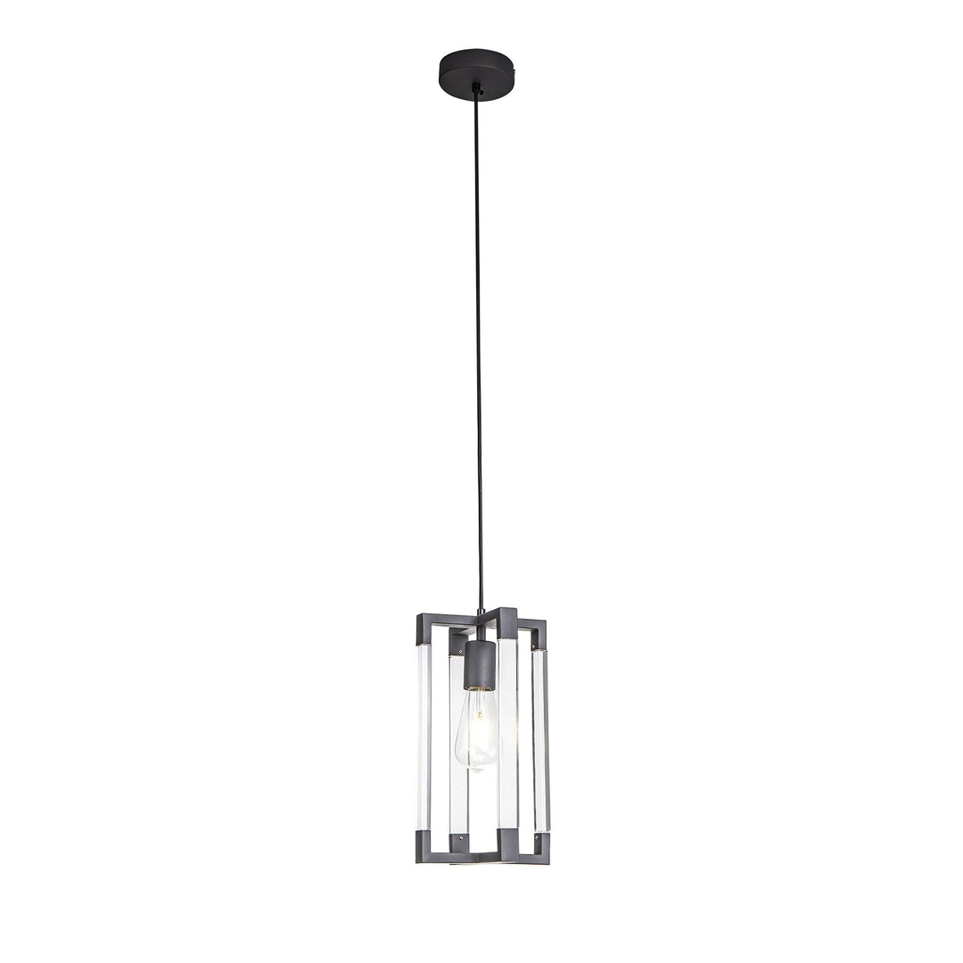 Diyas IL32851 Canto Double Rectangle Square Pendant 1 Light E27 Graphite/Acrylic