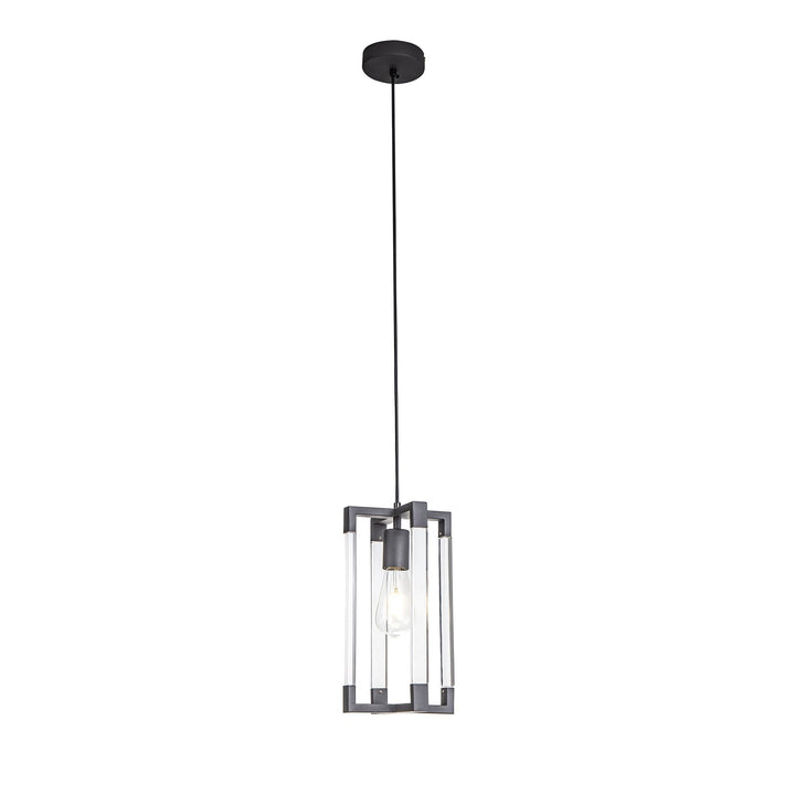 Diyas IL32851 Canto Double Rectangle Square Pendant 1 Light E27 Graphite/Acrylic