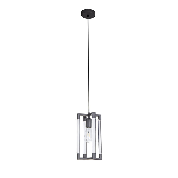 Diyas IL32851 Canto Double Rectangle Square Pendant 1 Light E27 Graphite/Acrylic