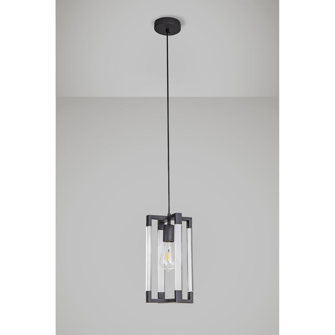 Diyas IL32851 Canto Double Rectangle Square Pendant 1 Light E27 Graphite/Acrylic