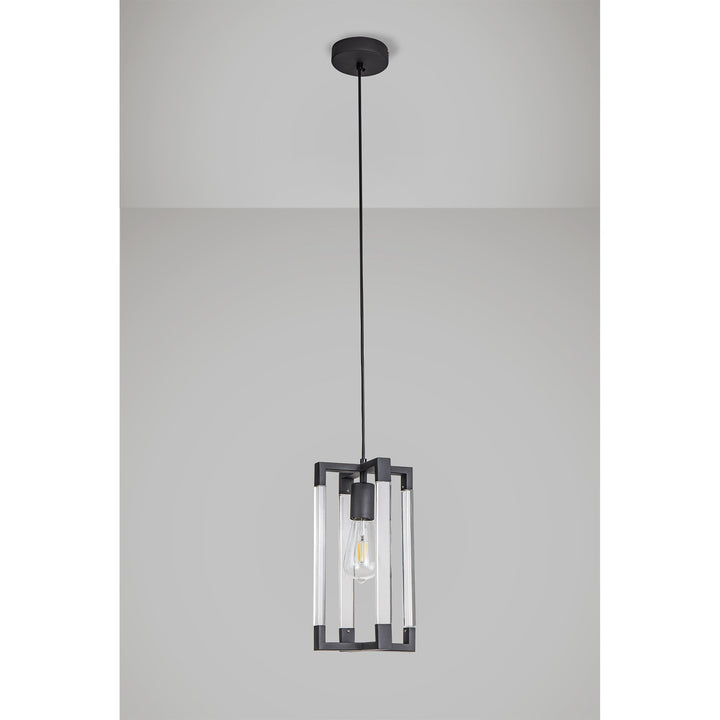 Diyas IL32851 Canto Double Rectangle Square Pendant 1 Light E27 Graphite/Acrylic