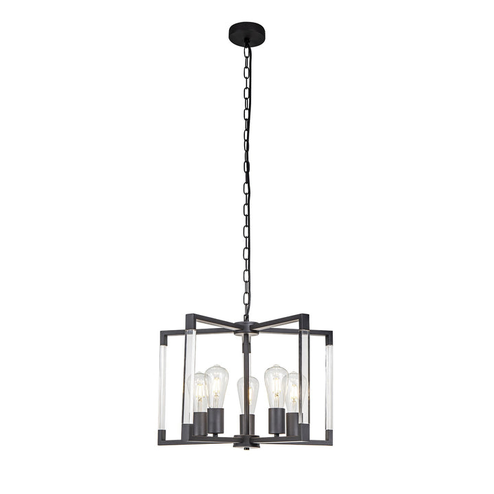 Diyas IL32854 Canto Pendant 5 Light E27 Graphite/Acrylic