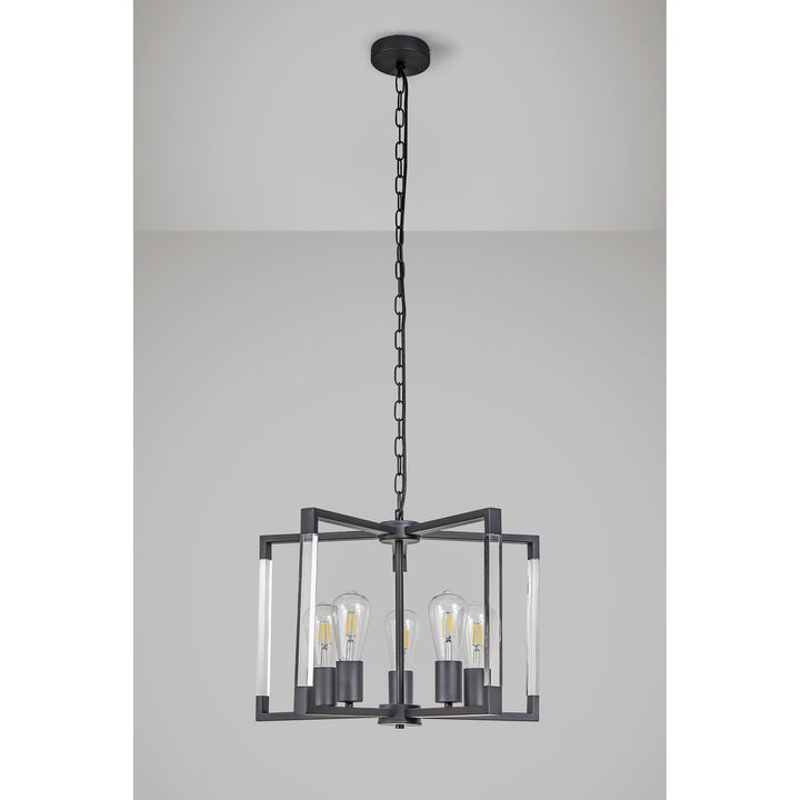 Diyas IL32854 Canto Pendant 5 Light E27 Graphite/Acrylic