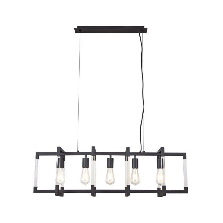 Diyas IL32853 Canto Rectangular Pendant 5 Light E27 Graphite/Acrylic