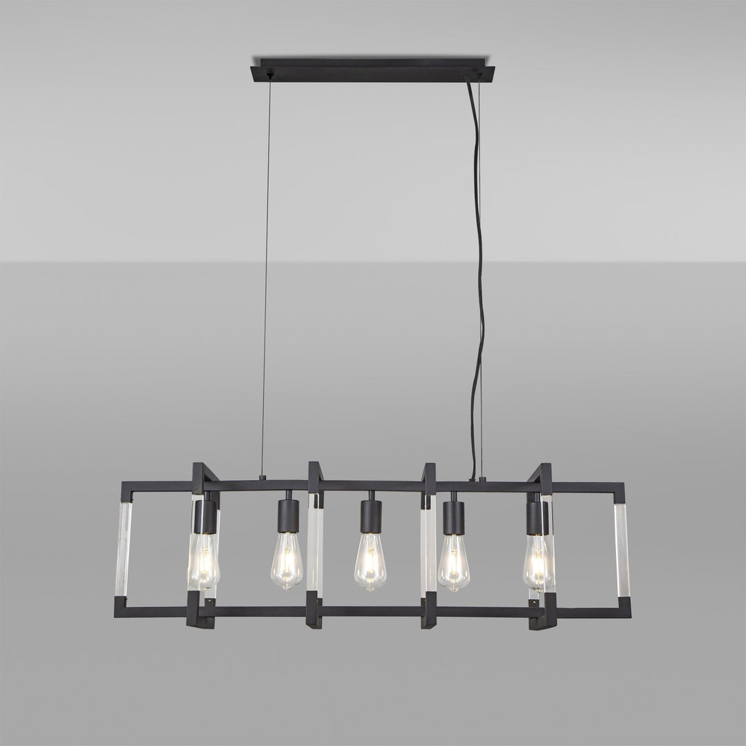 Diyas IL32853 Canto Rectangular Pendant 5 Light E27 Graphite/Acrylic