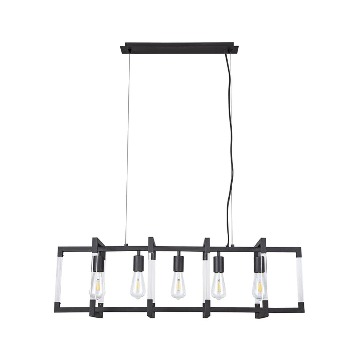 Diyas IL32853 Canto Rectangular Pendant 5 Light E27 Graphite/Acrylic