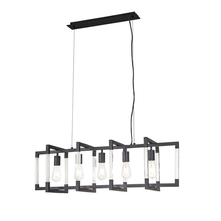 Diyas IL32853 Canto Rectangular Pendant 5 Light E27 Graphite/Acrylic