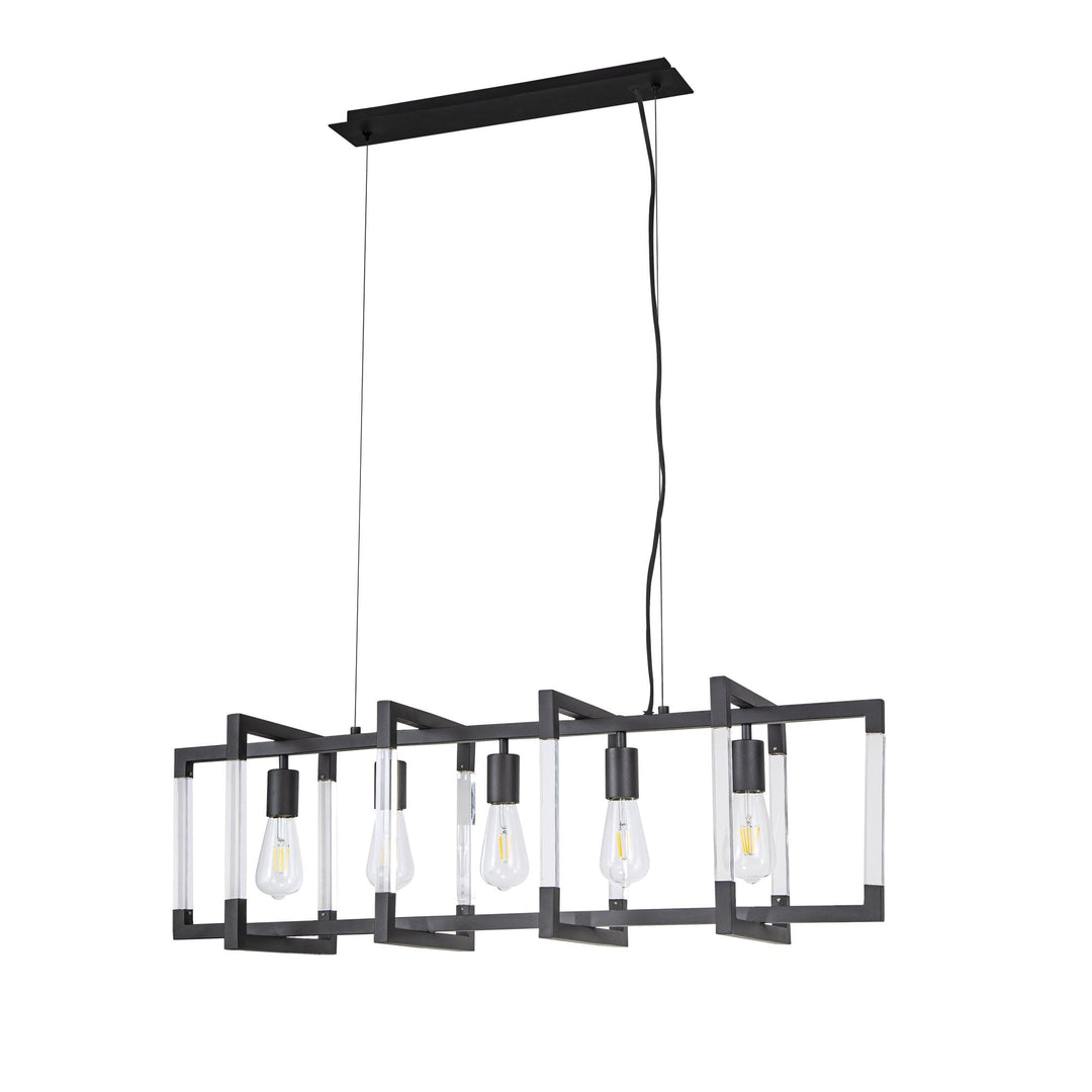 Diyas IL32853 Canto Rectangular Pendant 5 Light E27 Graphite/Acrylic