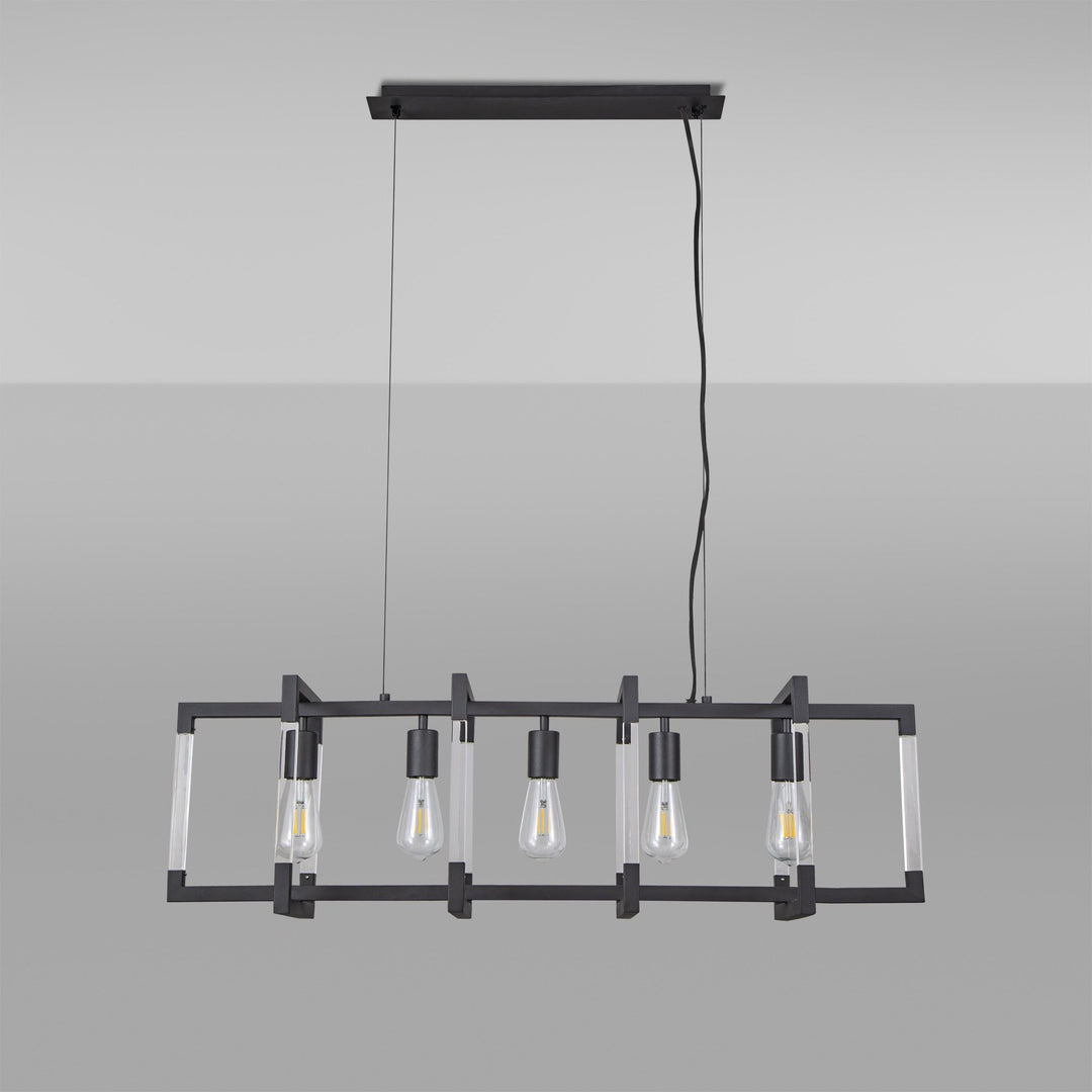 Diyas IL32853 Canto Rectangular Pendant 5 Light E27 Graphite/Acrylic