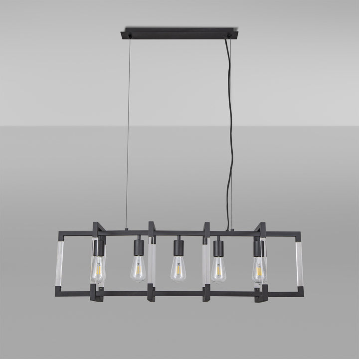 Diyas IL32853 Canto Rectangular Pendant 5 Light E27 Graphite/Acrylic