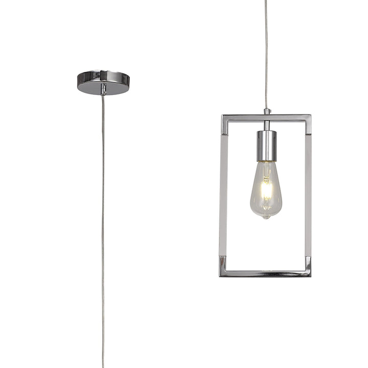 Diyas IL32780 Canto Single Rectangle Pendant 1 Light E27 Polished Nickel/Acrylic