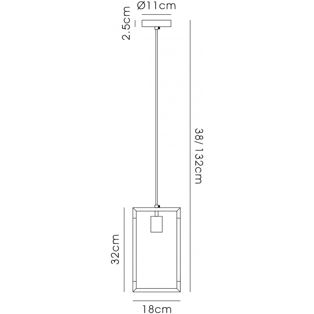 Diyas IL32780 Canto Single Rectangle Pendant 1 Light E27 Polished Nickel/Acrylic