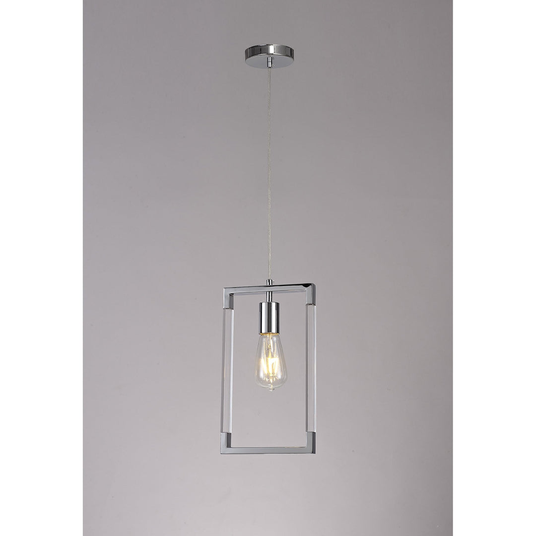 Diyas IL32780 Canto Single Rectangle Pendant 1 Light E27 Polished Nickel/Acrylic