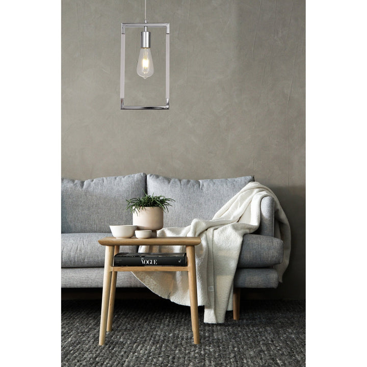 Diyas IL32780 Canto Single Rectangle Pendant 1 Light E27 Polished Nickel/Acrylic