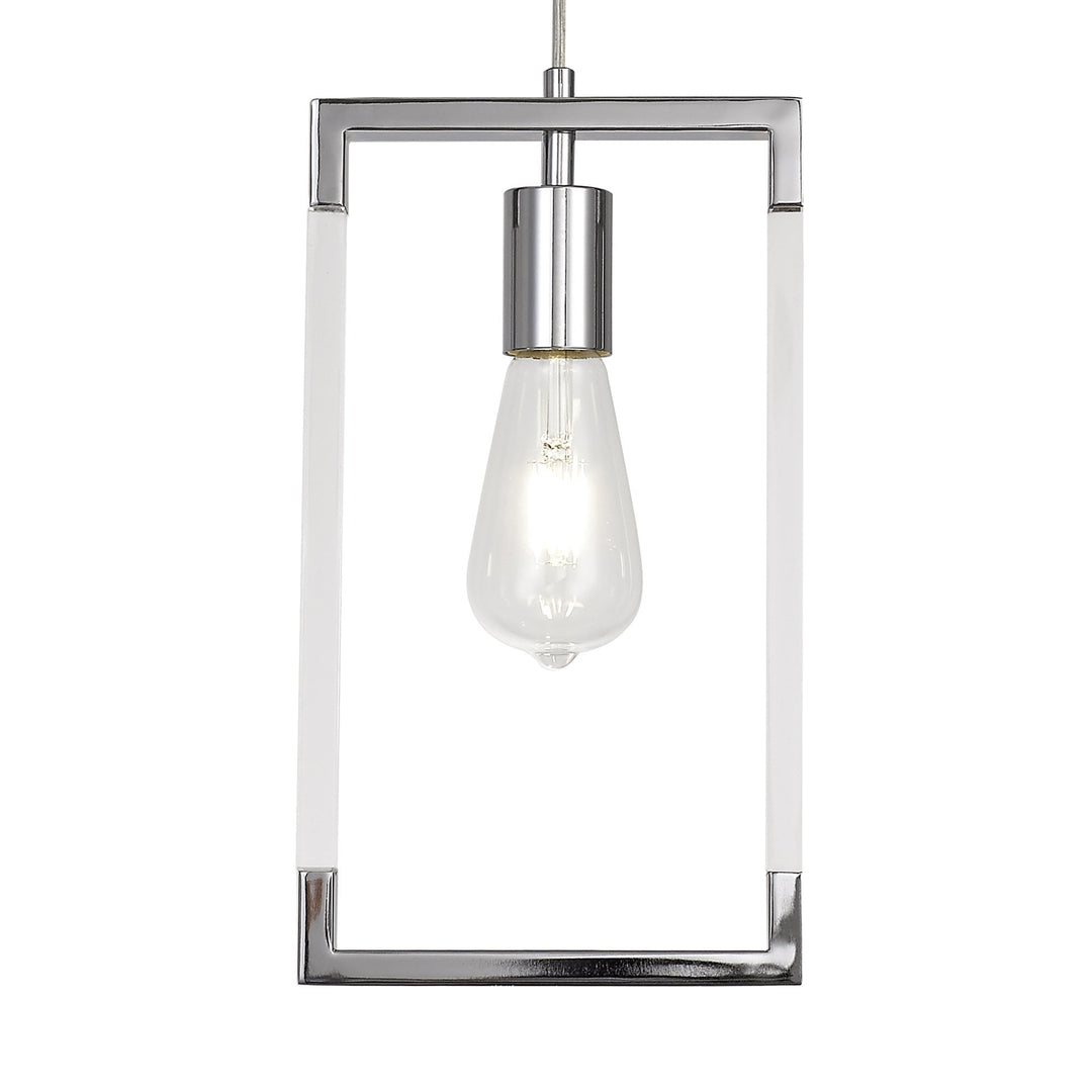 Diyas IL32780 Canto Single Rectangle Pendant 1 Light E27 Polished Nickel/Acrylic