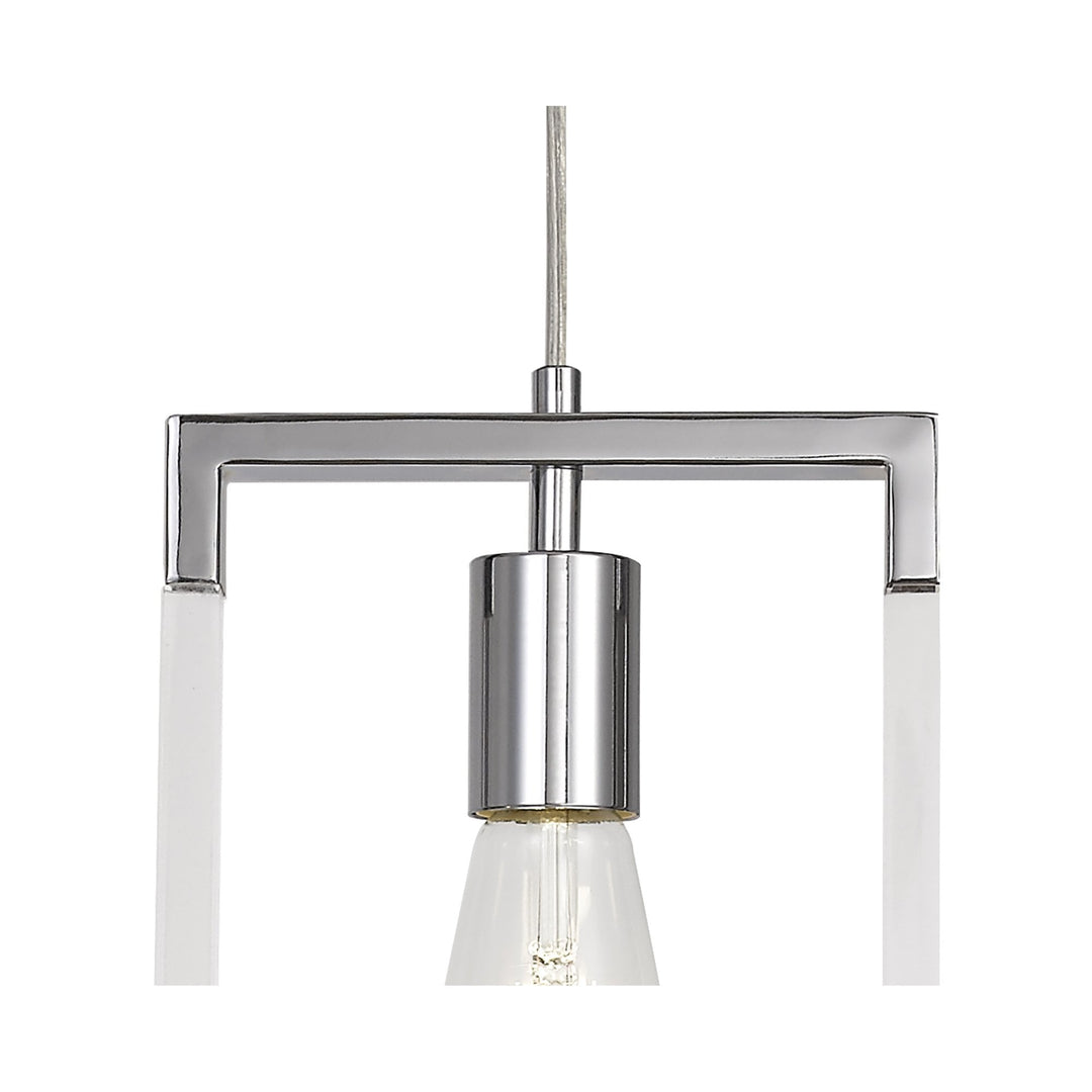 Diyas IL32780 Canto Single Rectangle Pendant 1 Light E27 Polished Nickel/Acrylic