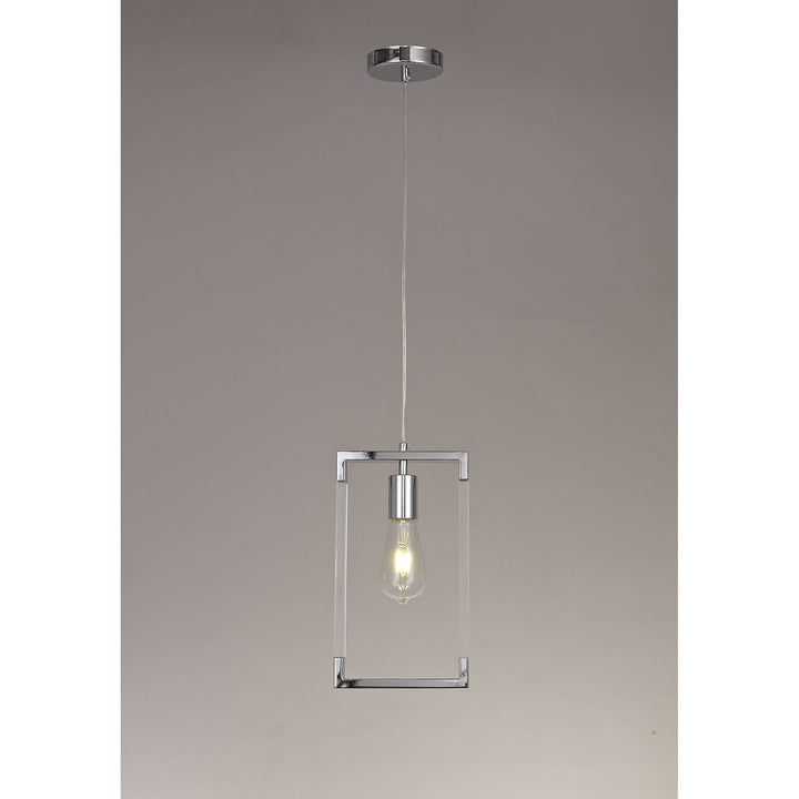 Diyas IL32780 Canto Single Rectangle Pendant 1 Light E27 Polished Nickel/Acrylic