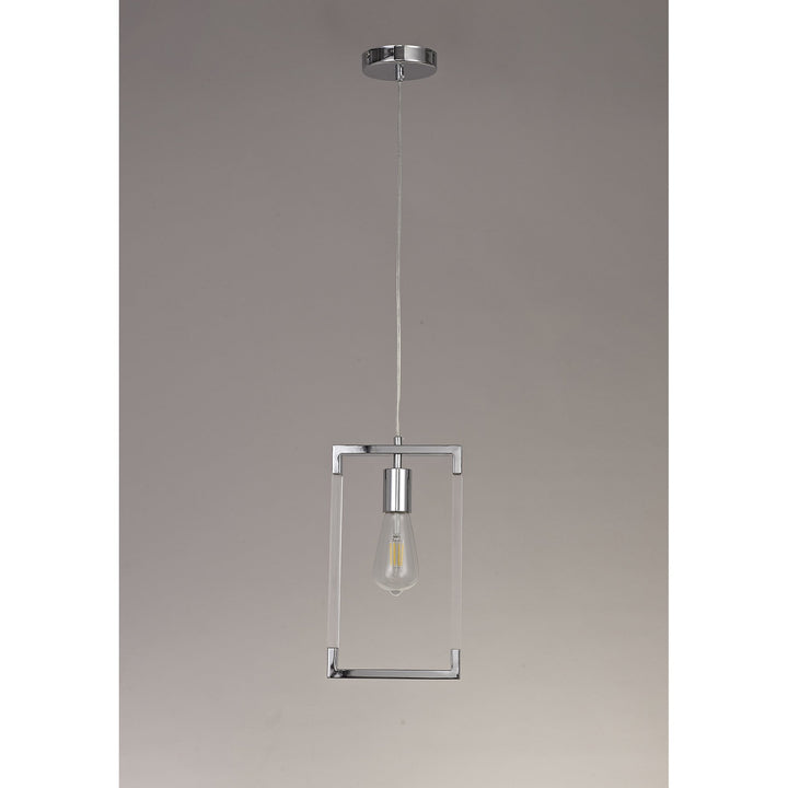 Diyas IL32780 Canto Single Rectangle Pendant 1 Light E27 Polished Nickel/Acrylic