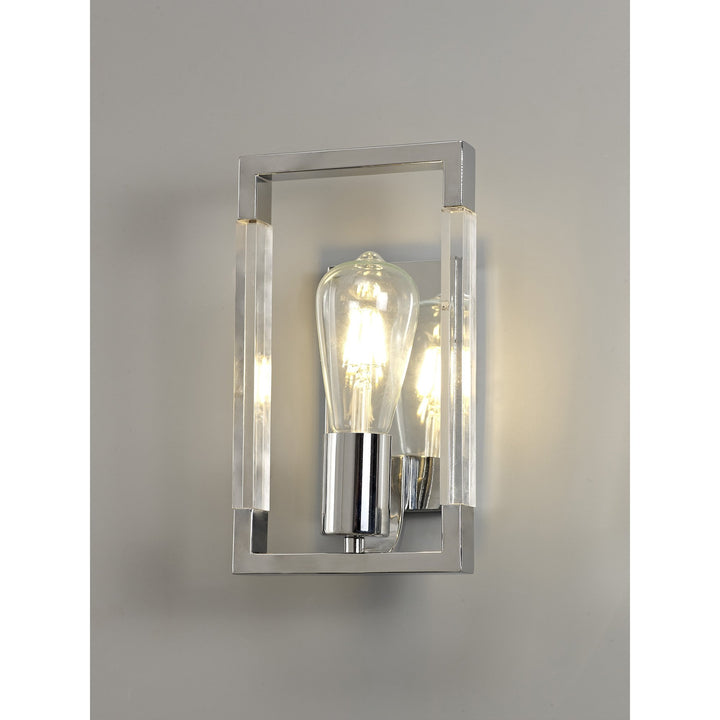 Diyas IL32784 Canto Wall Lamp 1 Light E27 Polished Nickel/Acrylic