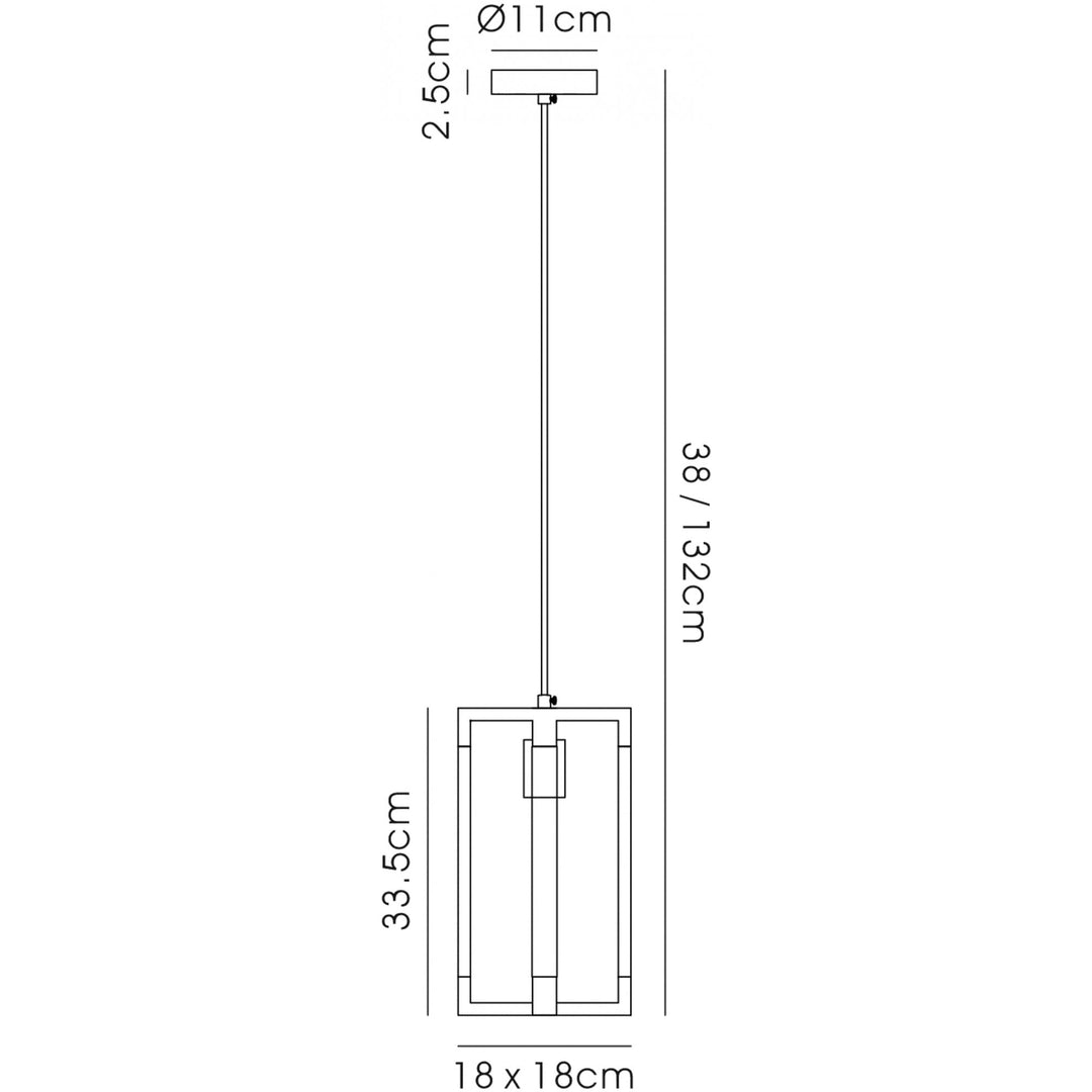 Diyas IL32781 Canto Double Rectangle Square Pendant 1 Light E27 Polished Nickel/Acrylic