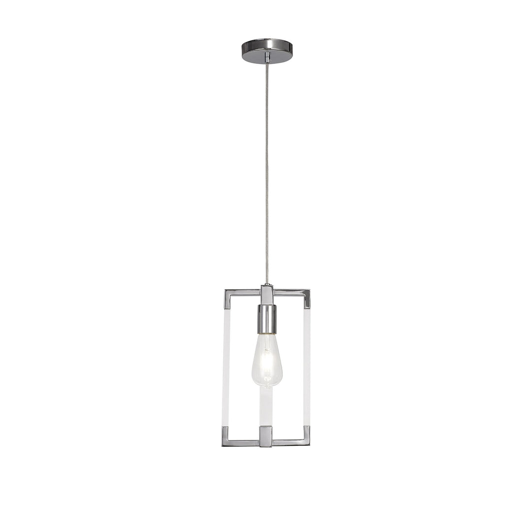 Diyas IL32781 Canto Double Rectangle Square Pendant 1 Light E27 Polished Nickel/Acrylic