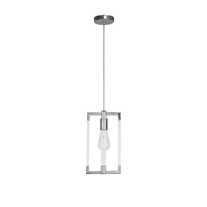 Diyas IL32781 Canto Double Rectangle Square Pendant 1 Light E27 Polished Nickel/Acrylic