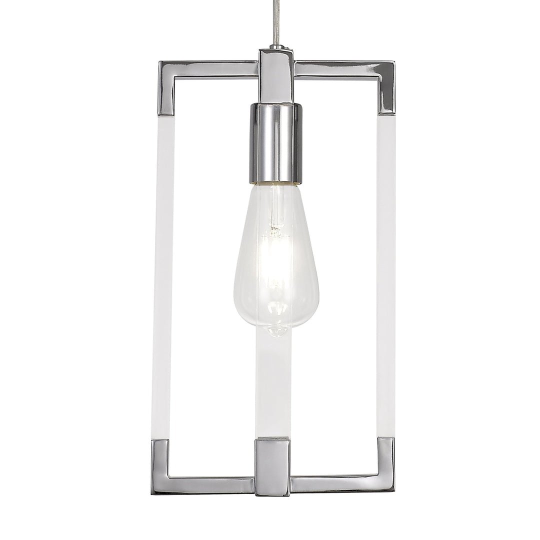 Diyas IL32781 Canto Double Rectangle Square Pendant 1 Light E27 Polished Nickel/Acrylic