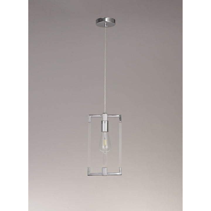 Diyas IL32781 Canto Double Rectangle Square Pendant 1 Light E27 Polished Nickel/Acrylic