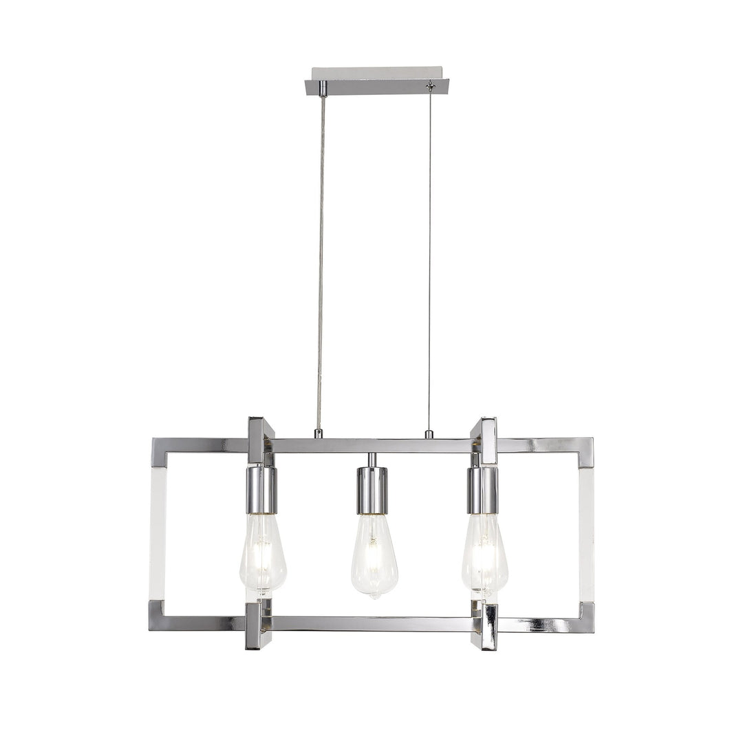 Diyas IL32782 Canto Rectangular Pendant 3 Light E27 Polished Nickel/Acrylic