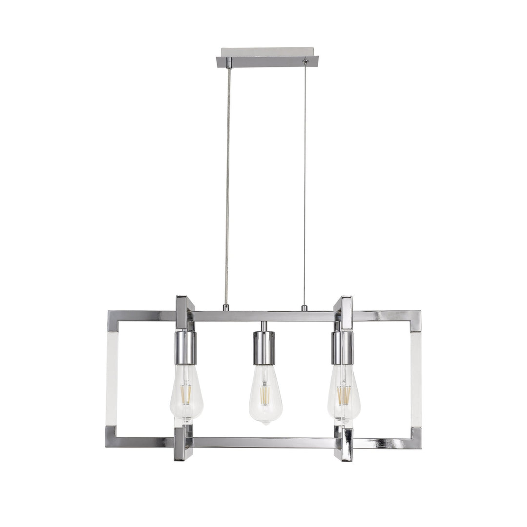 Diyas IL32782 Canto Rectangular Pendant 3 Light E27 Polished Nickel/Acrylic