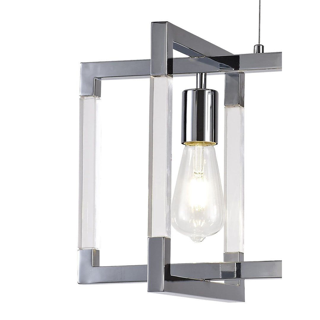 Diyas IL32782 Canto Rectangular Pendant 3 Light E27 Polished Nickel/Acrylic