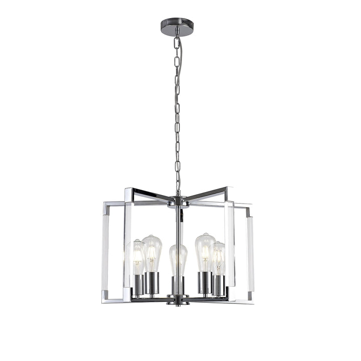 Diyas IL32783 Canto Pendant 5 Light E27 Polished Nickel/Acrylic