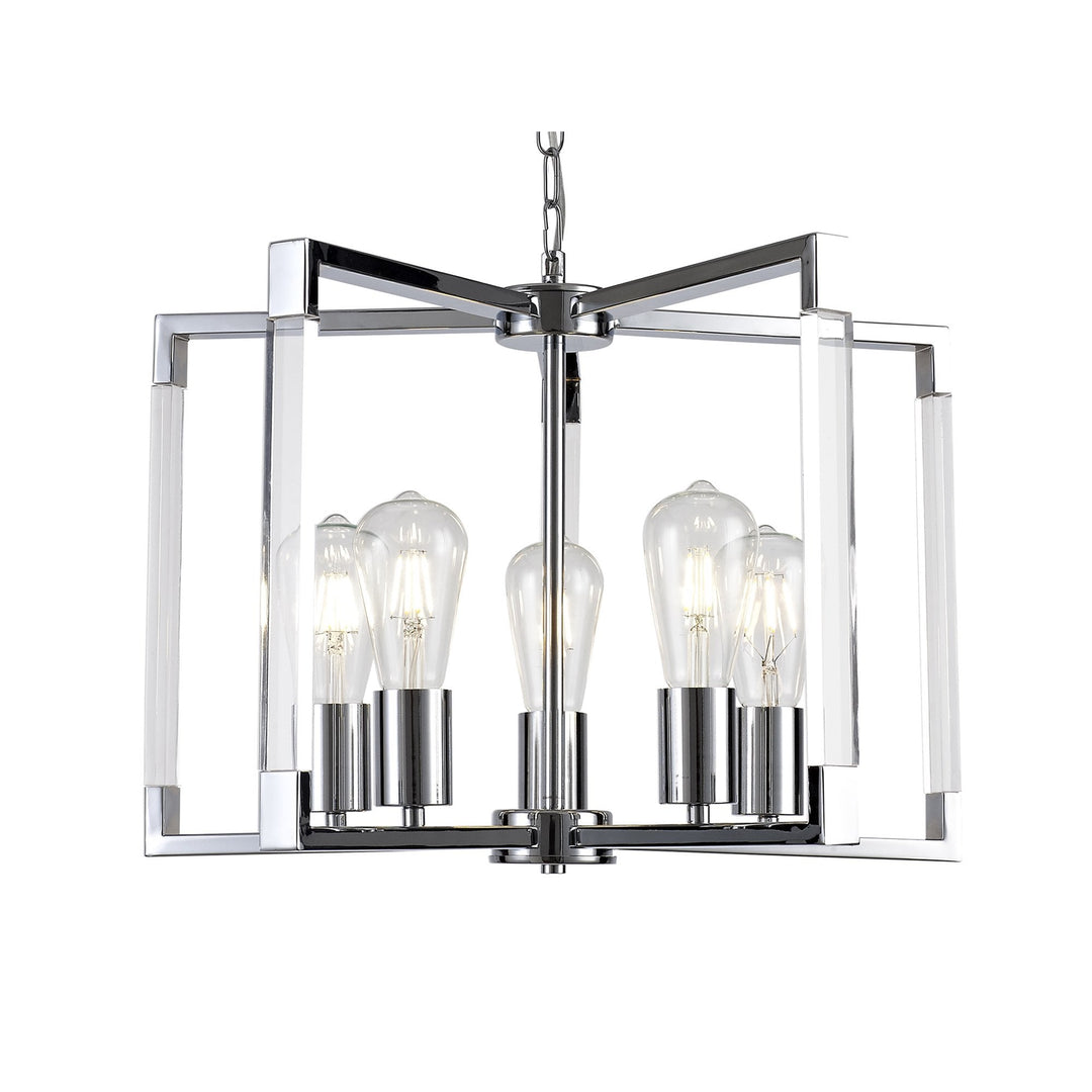 Diyas IL32783 Canto Pendant 5 Light E27 Polished Nickel/Acrylic