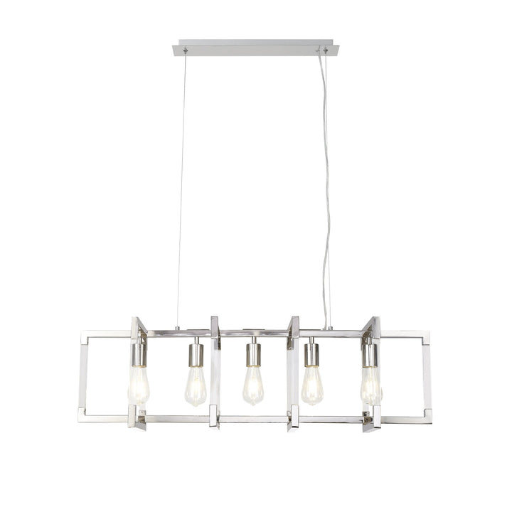 Diyas IL32785 Canto Rectangular Pendant 5 Light E27 Polished Nickel/Acrylic