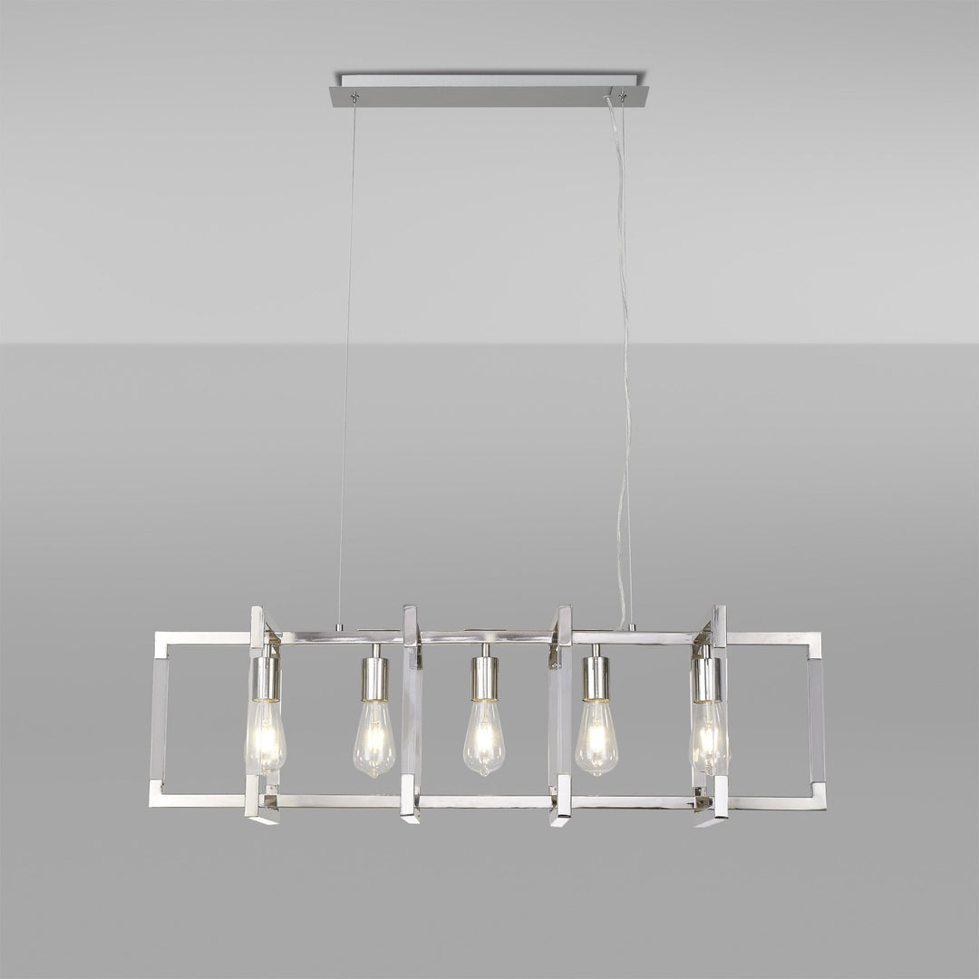 Diyas IL32785 Canto Rectangular Pendant 5 Light E27 Polished Nickel/Acrylic