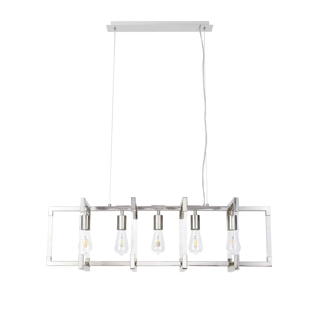 Diyas IL32785 Canto Rectangular Pendant 5 Light E27 Polished Nickel/Acrylic