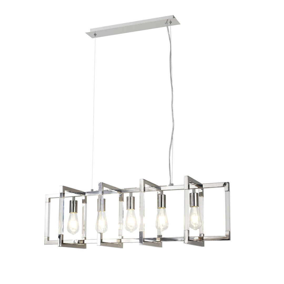 Diyas IL32785 Canto Rectangular Pendant 5 Light E27 Polished Nickel/Acrylic