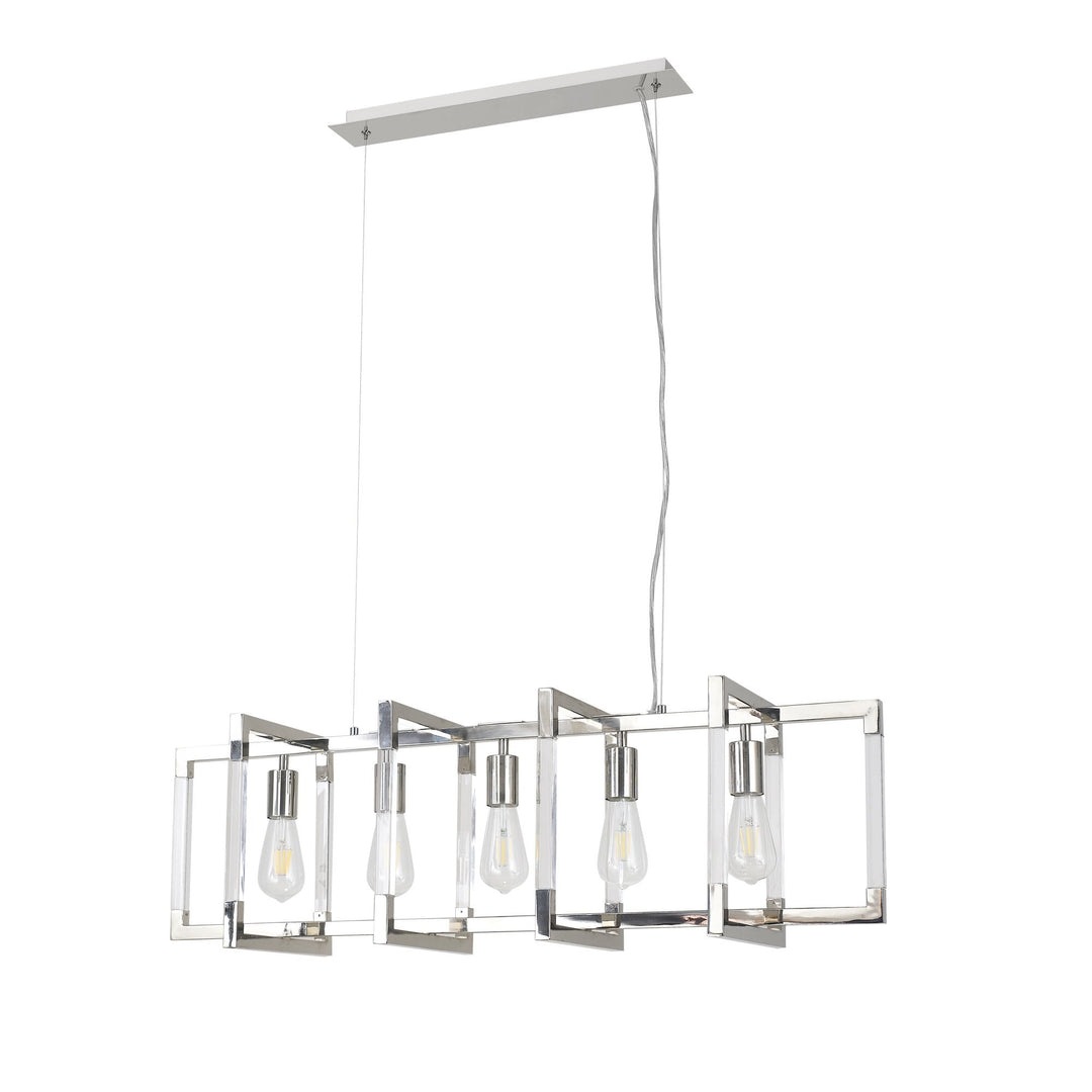 Diyas IL32785 Canto Rectangular Pendant 5 Light E27 Polished Nickel/Acrylic