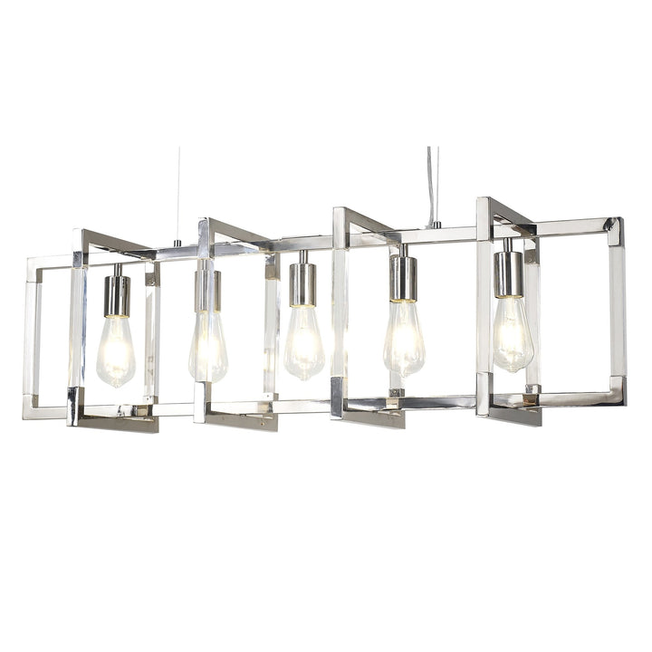 Diyas IL32785 Canto Rectangular Pendant 5 Light E27 Polished Nickel/Acrylic