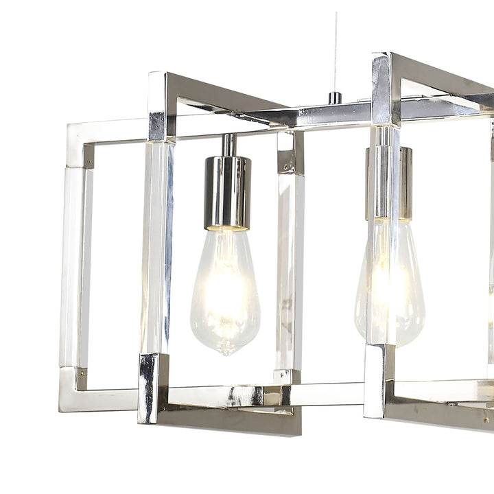 Diyas IL32785 Canto Rectangular Pendant 5 Light E27 Polished Nickel/Acrylic