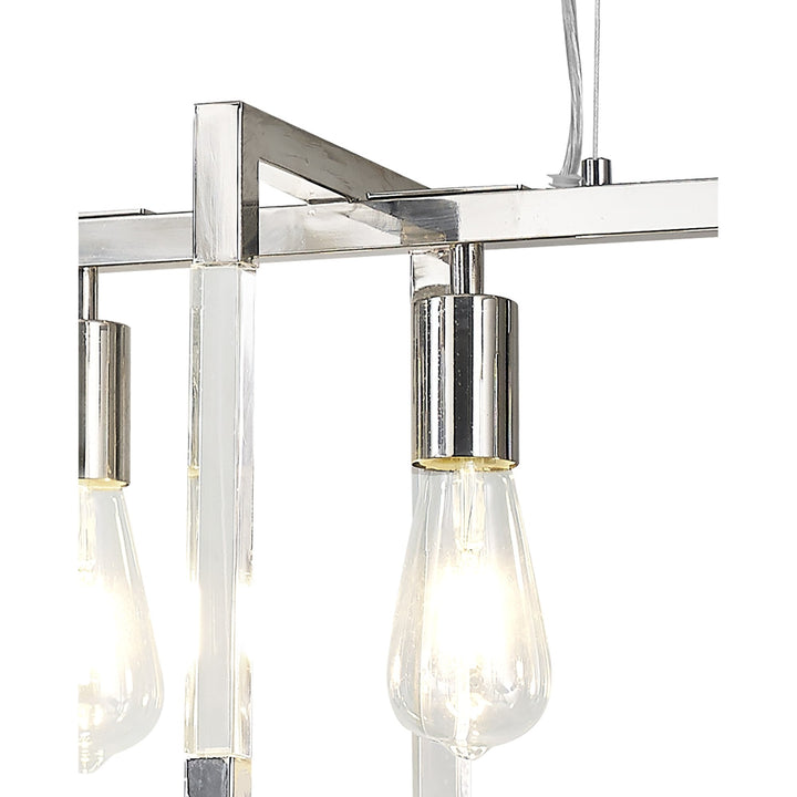 Diyas IL32785 Canto Rectangular Pendant 5 Light E27 Polished Nickel/Acrylic