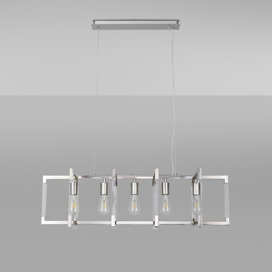 Diyas IL32785 Canto Rectangular Pendant 5 Light E27 Polished Nickel/Acrylic