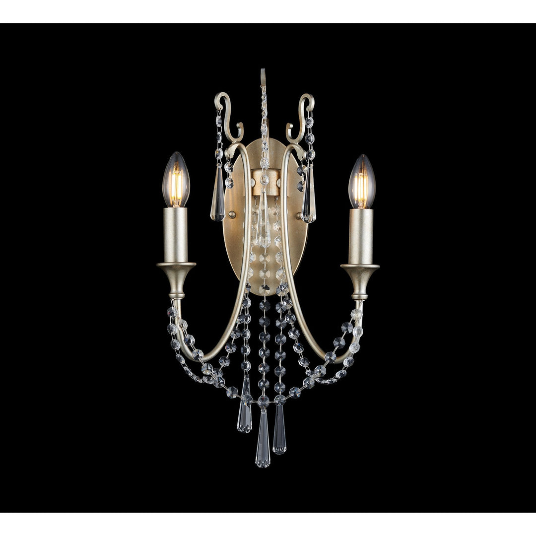 Diyas IL31849 Celine Wall Lamp 2 Light E14 Aged Silver/Clear Crystal