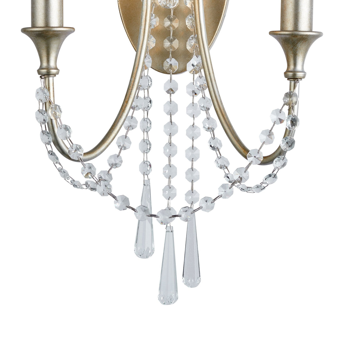 Diyas IL31849 Celine Wall Lamp 2 Light E14 Aged Silver/Clear Crystal