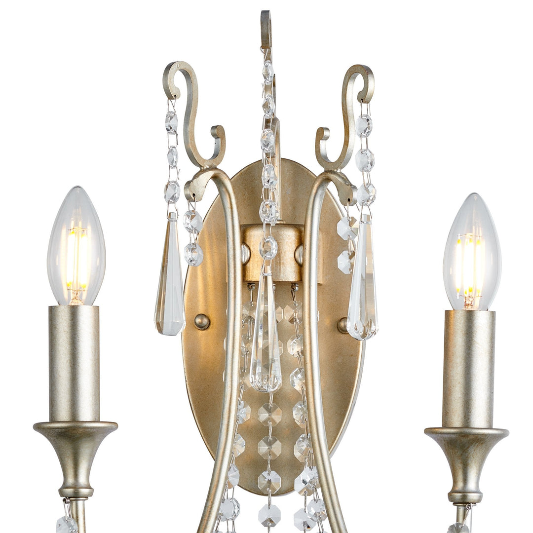 Diyas IL31849 Celine Wall Lamp 2 Light E14 Aged Silver/Clear Crystal