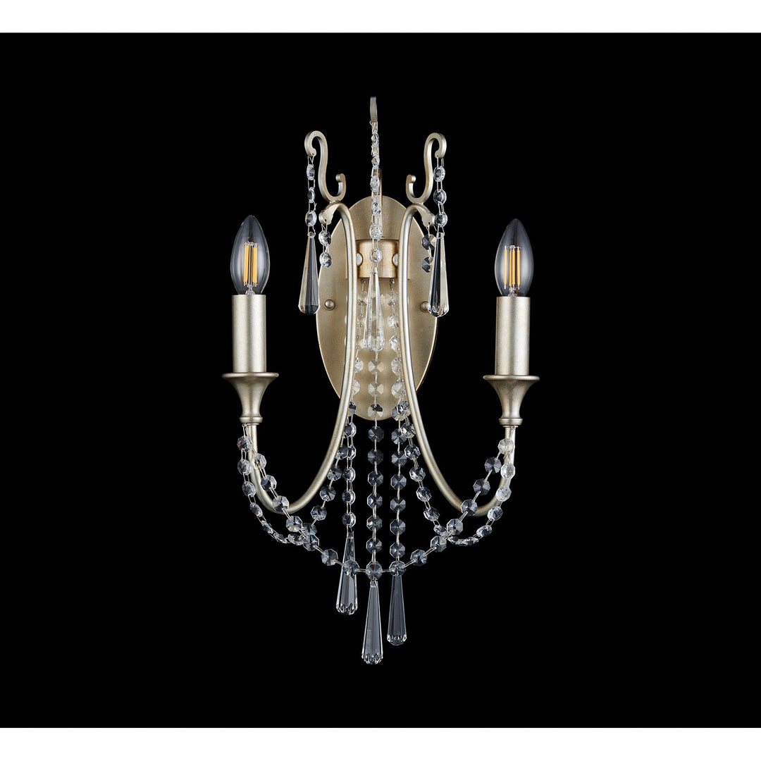 Diyas IL31849 Celine Wall Lamp 2 Light E14 Aged Silver/Clear Crystal